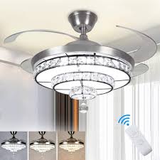 The most important features to consider. Dllt Crystal Ceiling Fan With Light 36w Modern Ceiling Fan Remote 4 Blade Retractable Led Fan Chandelier Outdoor Indoor For Living Room Bedroom Dining Room Color Changeable 3000k 6000k Nickel Buy Online In Botswana At