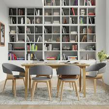 Simpli Home Lowell Bentwood Dining Chair with Light Wood in Light Grey Polyester Linen