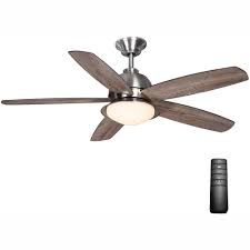 Check out our lowest priced option within ceiling fans, the riley 44 in. Home Decorators Collection Ackerly 52 In Indoor Outdoor Integrated Led Brushed Nickel Damp Rated Ceiling Fan With Light Kit And Remote Control 56019 The Home Depot