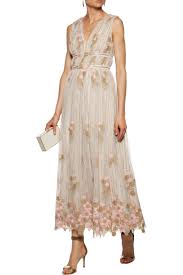 Shop On Sale Mikael Aghal Gathered Embroidered Tulle Gown Browse Other Discount Designer Dr With Images Embroidered Cocktail Dress Floral Dresses Long Print Chiffon Dress