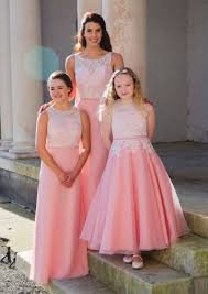 Pink Column Lace Top Floor Length Chiffon Junior Bridesmaid Dresses Left Vestido Mae E Filha Moda Mae E Filha Roupas Mae E Filha