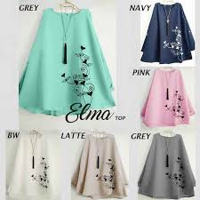 Pakaian atasan wanita terbagi menjadi vest, sweater, blouse, kaos, jaket, kemeja, polo, tank top, dan tunik. Atasan Wanita Elma Blouse Model Baju Kerja Simpel Modern Butik Jingga