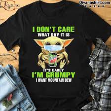 Official Baby Yoda Face Mask I Don T Care What Day It Is It S Early I M Grumpy I Want Mountain Dew Shirt Hoodie Sweater Long Sleeve And Tank Top