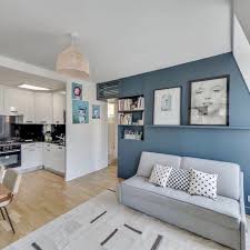 Vivre En Famille Dans Un 37m2 Blog Deco Clemaroundthecorner Salle A Manger Bleue Murs Gris Salon Petites Pieces