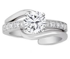 Engagement Ring Round Diamond Interlocking Bridal Set Engage Engagement Ring Matching Wedding Band Round Diamond Engagement Rings Interlocking Wedding Rings