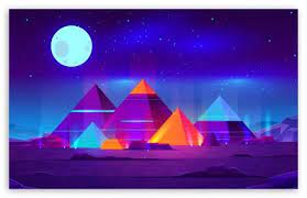 Pyramids Illustration Hd Wallpaper For 4k Uhd Widescreen Desktop Smartphone Minimalist Wallpaper Starry Night Wallpaper Neon Wallpaper