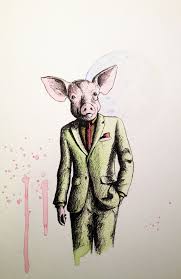 Pig In A Suit Lordcolinoneal Pig Wine Label Illustration Little Pigs