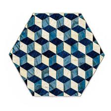 4 Blue Placemats Hexagon Place Mats Dark Blue Tablemats Modern Eid 43 Liked On Polyvore Featuring Ho White Placemats Modern Placemats Blue Table Linens