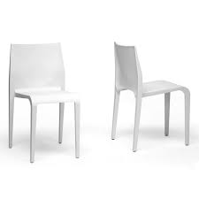 Baxton Studio Blanche Molded Plastic Modern Dining Chair White Set Of 2 Dining Chairs Upholstered Dining Side Chair Modern Dining Chairs