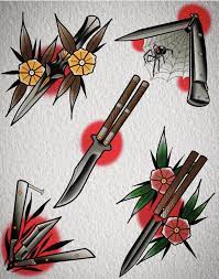 Traditional Butterfly Knives Old School Tattoo Designs Traditional Butterfly Tattoo Traditional Tattoo Design
