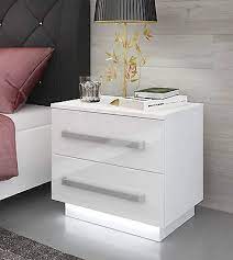 Bedside Cabinet Rita 2 Drawer Free Led High Gloss Bedroom Furniture Einrichten Wohnu Bedroom Night Stands Grey Bedroom Decor White Bedside Cabinets