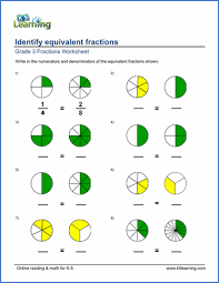 grade 3 fractions decimals worksheet identifying