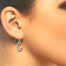 925 Solid Sterling Silver HAND OF FATIMA Earrings- Dangling- Earrings-  Oxidized Silver Hook Earrings
