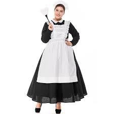 Us 33 83 6 Off Women Colonial Maid Costume 18th Maxi Pinafore Folk Dress Loyal Victorian Downton Abbey Waitress Outfit Apron For Lady Plus Size On
