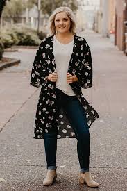 Black And White Kimono Duster Daphne Floral Duster Kimono In Black Floral Duster Kimono Fashion Fashion