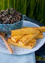 Herbed Polenta Fries With Mushroom Artichoke Fricassee Kitchen Confidante Recipe Polenta Fries Artichoke Recipes Recipes