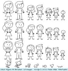 Stick Figures Photoshop Brushes Stick People Family And Pets Etsy Stick Figure Drawing Stick Figure Family Stick Figures