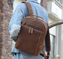 Miracttld Crazy Horse Leather Backpack, Light Brown, Medium