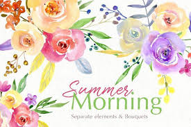 Watercolor Summer Flowers Bouquets Summer Flower Bouquet Watercolor Flowers Watercolor Rose