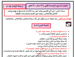 حل كتاب العربي للصف السابع الوحدة الاولى