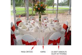 Lokanta, restoran ve düğün salonları için uygundur. Dugun Restaurant Masa Ortusu Sandalye Kilifi Seti