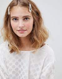 Asos Design Pack Of 2 Small Pearl Snap Clips Fashion Week Hair Clip Hairstyles Snap Clips Hairstyles