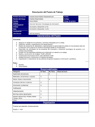 Formatos De Descripcion De Puestos Ejemplo Descripcion Del Puesto De Trabajo Puestos De Trabajo Administracion De Proyectos Puesto