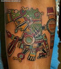 This aztec tattoo, done on the forearm of the man, catches attention in seconds. Tattoo Of Aztec Forearm Prehispanic