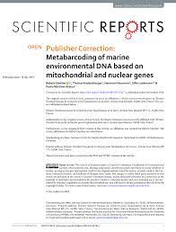 PDF) Publisher Correction: Metabarcoding of marine environmental DNA based  on mitochondrial and nuclear genes