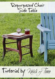 Upcycled Chair Table Myrepurposedlife Repurposedfurniture Table Outdoors Chairs Repurposed Chair Side Table Diy Chair