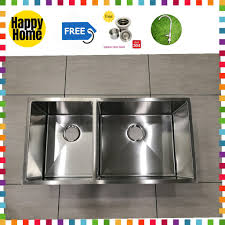 According to this cabinet, every kitchen sink is designed to be installed. Free Waste 1 2 Mm Sus 304 Stainless Steel Kitchen Kitchen Double Bowl Sink 1 Big 1 Small Food Grade Sink L880 X450x 25 Shopee Malaysia