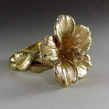 Hibiscus Flower Gold Ring Etsy Jewelry Floral Rings