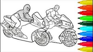 Home » coloring page motor » spiderman on motorcycle coloring pages. Spiderman Iron Man On Motorcycles Coloring Pages Colouring Pages For Kids With Colored Markers Youtube