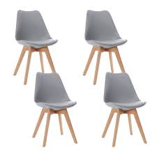 Richardson seating handle back retro kitchen chair in single tone channel back with 2 box seat, cracked ice red. Artiss 4x Retro Dining Dsw Chairs Pu Leather Padded Kitchen Cafe Beech Wood Legs Grey Buy Dining Chairs Sets Of 4 9350062242896