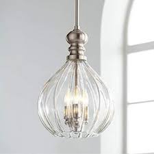 Possini Euro Design Houten Brushed Nickel Mini Pendant Chandelier 11 1 2 Wide Fluted Clear Glass 3 Light Fixture For Dining Room House Foyer