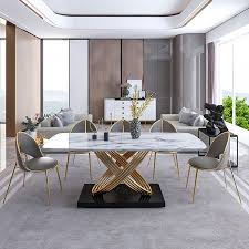 Marble Dining Table Rectangular Modern Minimalist Design Luxury Table In 2020 Dining Table Marble Luxury Dining Tables Stone Dining Table