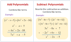 The coefficients (the numbers you multiply by, such as. Adding And Subtracting Polynomials Video Lessons Examples Solutions