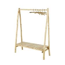 Portant En Eucalyptus Et 6 Cintres Ikast Maisons Du Monde Cabide De Madeira Suporte Para Cabides De Madeira