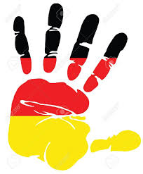 La bandera de alemania es una bandera tricolor de 3:5 con bandas horizontales de las mismas proporciones. Huella De Mano Con La Bandera De Alemania German Flag Germany Flag Flag Crafts Kids