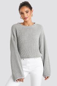 Maybe you would like to learn more about one of these? Cropped Boat Neck Knitted Sweater Grau Na Kd Com