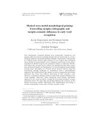 PDF) Masked cross-modal morphological priming: Unravelling  morpho-orthographic and morpho-semantic influences in early word recognition