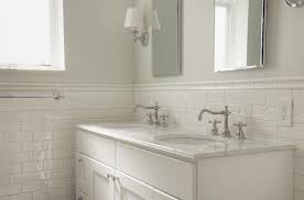 We measured the height of the base molding that we planned on using and installed the supports at that. White Ceramic Bathroom Tiles Google Search White Subway Tile Bathroom Subway Tiles Bathroom Traditional Bathroom
