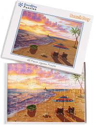 Whether you're stuck inside or simply bored at home, a good jigsaw puzzle can keep you entertained. Buy Goodday Puzzles 48 Large Piece Jigsaw Beach Day Dementia Alzheimer S Activities For Seniors Easy Puzzle For Adults Gifts For The Elderly Online In Usa B08fqqt8n8