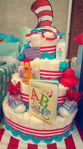 Diaper cake centerpiece for baby shower; Easy Dr Seuss Themed Diaper Cake For Your Next Baby Shower