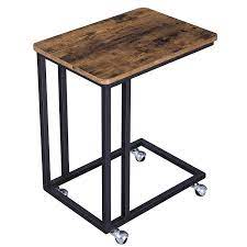 songmics mobile side end table for coffee laptop with metal frame and rolling castors vintage piece lnt50x amazon beistelltisch sofa tisch beistelltisch holz