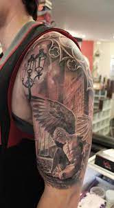 Share Tweet Pin Mail Awesome Portrait Of An Angel With A Blindfold You Typically Only See Angels In The Sty Angel Tattoo Designs Angel Tattoo Archangel Tattoo