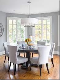 Usage of color can really make or break dining room designs, and the cohesion of a matching furniture set allows for colorful decor choices. Lovely Coventry Grey Hc 169 Benjamin Moore Grey Dining Room Dining Room Colors Dining Room Paint