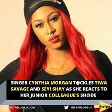 Singer Cynthia Morgan t@ckles Tiwa Savage and Seyi Shay as she reacts to  her junior colleague's sh@de