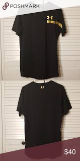 Black And Gold Design Shirt Under Armour Heatgear Fitted Shirt Large Workout Shirts Clothes Design Fashion Design
