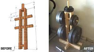 A wooden dumbbell rack, say, would not hold up well in a flood. Diy Weight Plate Tree For Under 20 Garage Gym Reviews